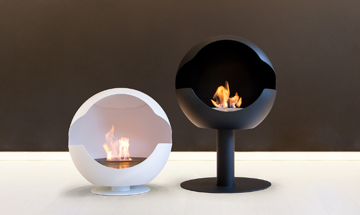 Vauni globe blanco y negro chimenea bioetanol Globe Vauni