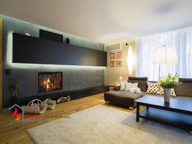 Chimenea de Gas Monroe Frontal con fuego vertical del catálogo planika 2021